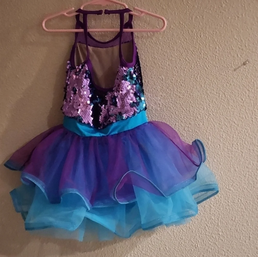 Weissman Girls Ballet Dance Dress Costume Sequin Leotard‎ Tutu Purple & Blue